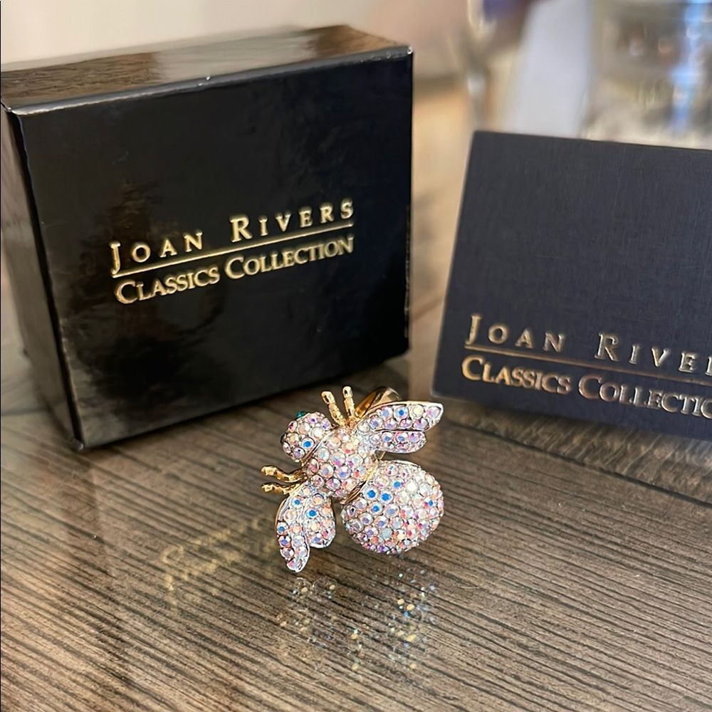 Joan Rivers "I am a Winner" Bee Ring-Size 6 Aurora Borealis Crystals-Rhinestones